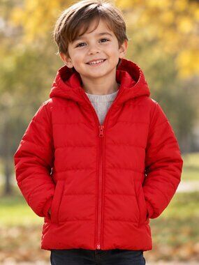 Kids' ZIPPY Red Hooded Waterproof Puffer Jacket 5-6Y